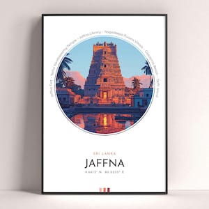 Jaffna City Poster, Sri Lanka Travel Print, Framed Wall Art Print, Minimalist Travel Home Decor