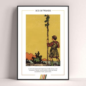 Poster con carta dei tarocchi "Asso di Bastoni", stampa artistica dei tarocchi, poster moderno con carta dei tarocchi, decorazione dei tarocchi, poster mistico, regalo stregonesco, regalo mistico