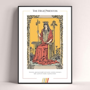 Póster de la carta del Tarot de La Suma Sacerdotisa, lámina de tarot, póster imprimible, decoración de tarot, póster místico, regalo de bruja, regalo místico