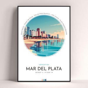 Mar del Plata City Poster, Argentina Travel Print, Framed Wall Art Print, Minimalist Travel Home Decor