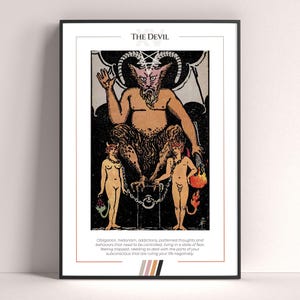 De duivel tarotkaartposter, tarotkunstdruk, tarotkaart afdrukbare poster, tarotdecor, mystieke poster, heksencadeau, mystiek cadeau