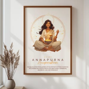 Annapurna Hindu Goddess Poster, Indian Mythology Wall Art, Divine Feminine Print, Spiritual Home Decor, Goddess of Abundance Gift