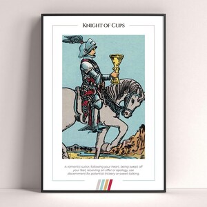Poster dei Tarocchi del Cavaliere di Coppe, Stampa Artistica dei Tarocchi, Poster Moderno dei Tarocchi, Decorazione dei Tarocchi, Poster Mistico, Regalo Stregonesco, Regalo Mistico