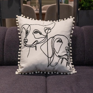 Dog Throw Pillow - Cozy Home Decor, Unique Embroidered Gift for Housewarmings & Birthdays, Punch Needle Comfort
