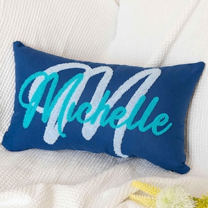 Custom Embroidered Pillow | Personalized Punch Needle Pillow for Baby Nursery & Kids Room Decor, Unique Baby Gift Idea, Christmas Gift Idea