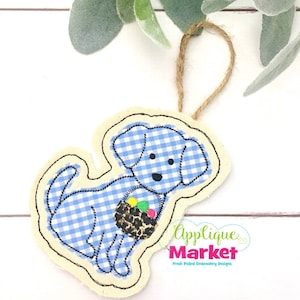 Machine Embroidery Design Applique In the Hoop Puppy Easter Basket Ornament INSTANT DOWNLOAD