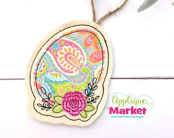 Machine Embroidery Design Applique In the Hoop Egg Flowers Ornament INSTANT DOWNLOAD