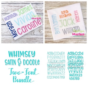 Machine borduurwerk Design stoffen Whimsey blok Alphabet Bundle INSTANT DOWNLOAD