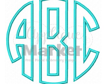 Machine Embroidery Design Applique Round Monogram Applique Font INSTANT DOWNLOAD