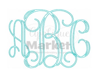 Machine Embroidery Design Vine Bean Stitch Monogram Alphabet Font INSTANT DOWNLOAD