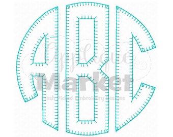 Machine Embroidery Design Round Monogram Applique Blanket Stitch Font INSTANT DOWNLOAD