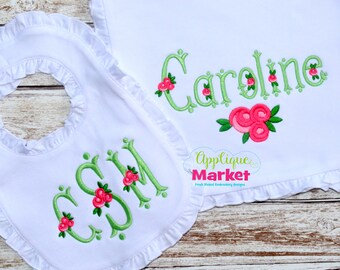 Machine Embroidery Design Fishtail Rose Monogram Alphabet Font INSTANT DOWNLOAD