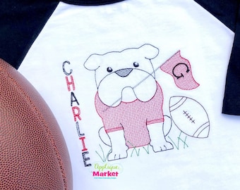Machine Embroidery Design Bulldog Pennant Football Sketch INSTANT DOWNLOAD