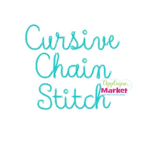 Machine Embroidery Design Cursive Chain Stitch Font Alphabet INSTANT DOWNLOAD