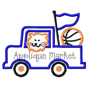 Machine Embroidery Design Applique Wildcat BasketballTruck INSTANT DOWNLOAD