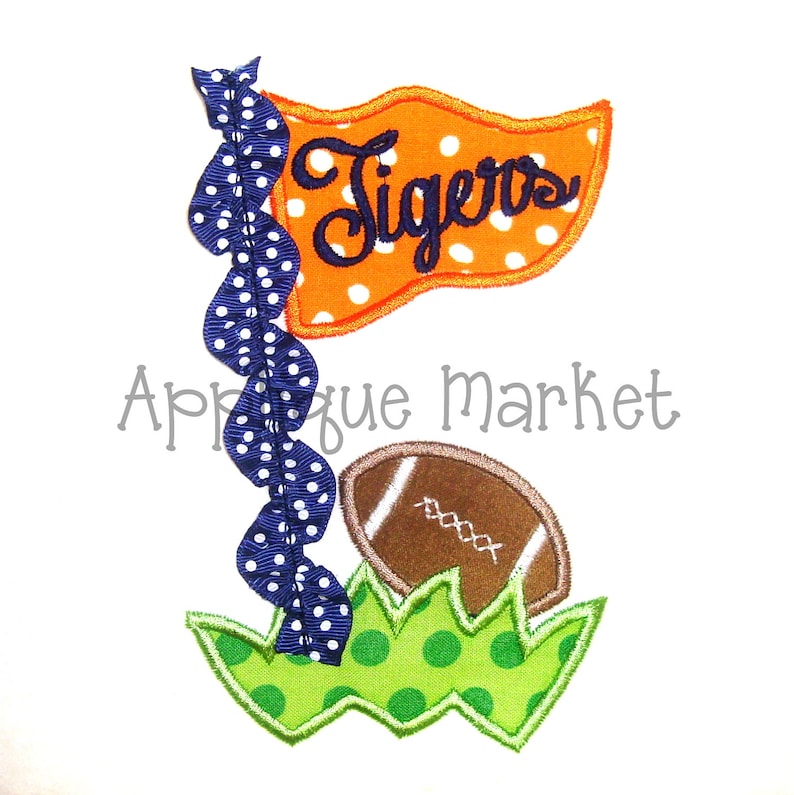Machine Embroidery Design Applique Football Pennant Grass 3D Etsy