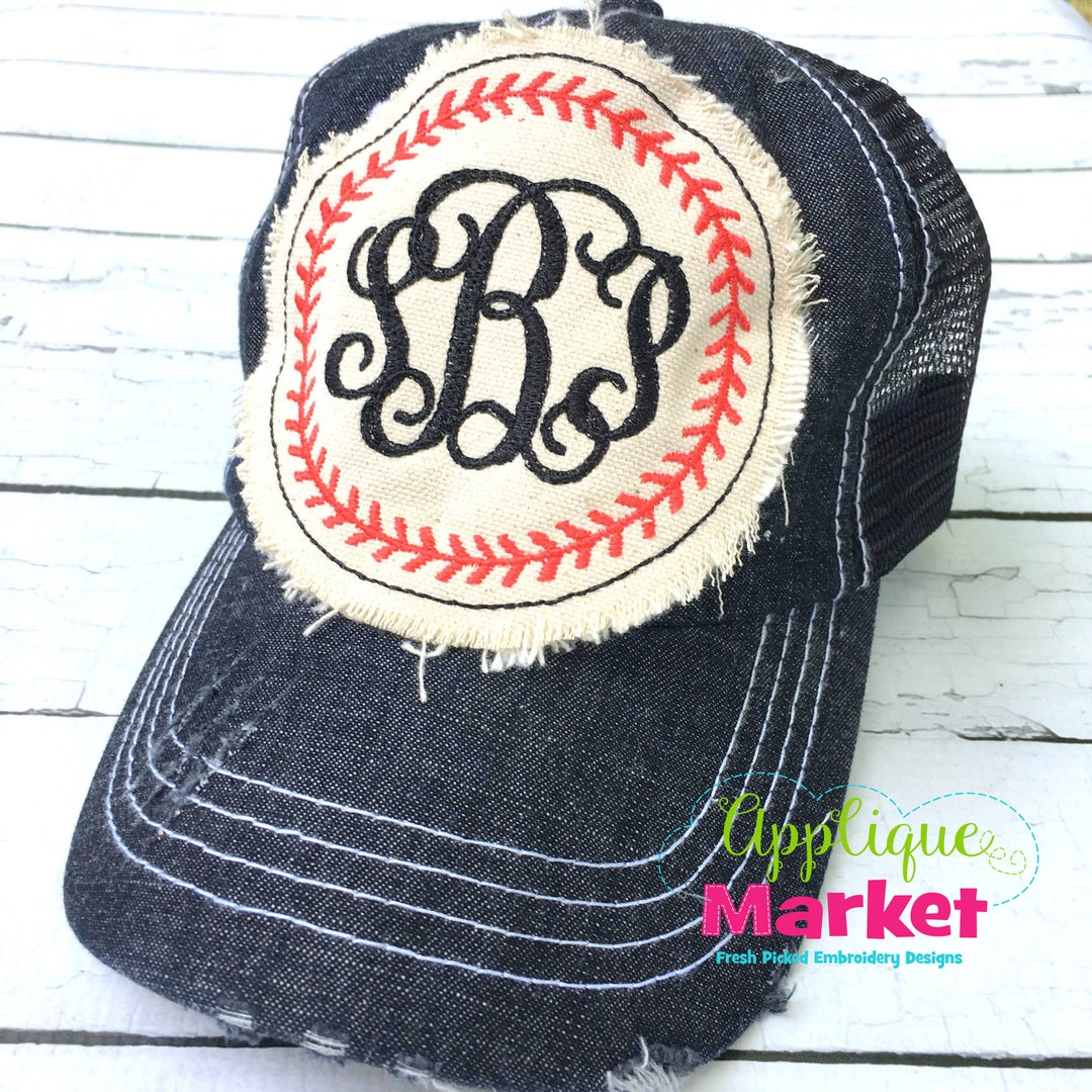 Machine Embroidery Applique Design Baseball Circle Monogram Hat Patch ...