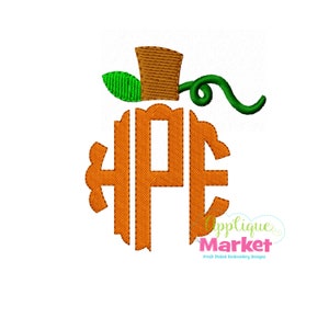 Machine Embroidery Design Pumpkin Monogram Topper Filled INSTANT DOWNLOAD