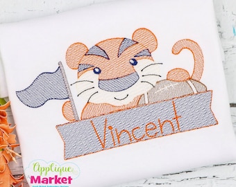 Machine Embroidery Design Tiger Football Sketch INSTANT DOWNLOAD
