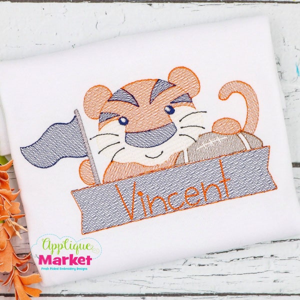 Machine Embroidery Design Tiger Football Sketch INSTANT DOWNLOAD