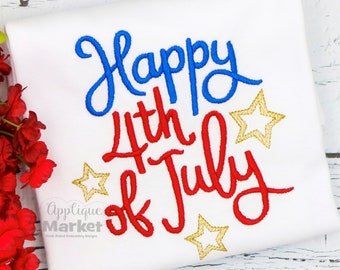 Machine Embroidery Design Happy 4th of July INSTANT DOWNLOAD