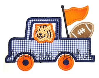 Machine Embroidery Design Applique Truck with Tiger INSTANT DOWNLOAD