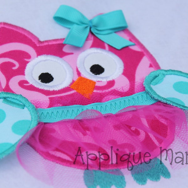 Machine Embroidery Design Applique Owl with Tulle Tutu INSTANT DOWNLOAD