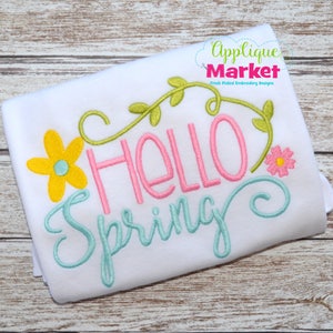 Machine Embroidery Design Embroidery Hello Spring INSTANT DOWNLOAD