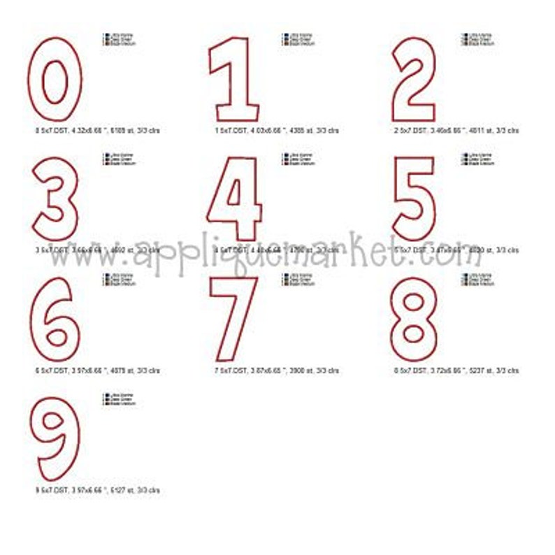 Machine Embroidery Design Applique Fun Number Set INSTANT DOWNLOAD - Etsy