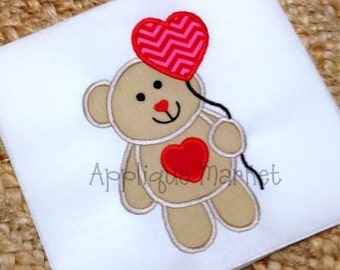 Machine Embroidery Design Applique Bear Heart Balloon INSTANT DOWNLOAD