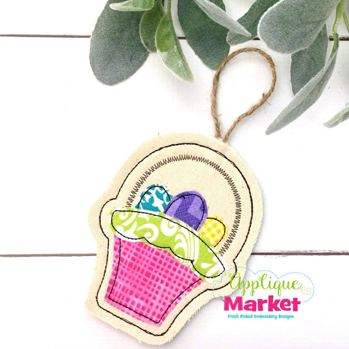 Machine Embroidery Design Applique in the Hoop Easter Basket Ornament ...