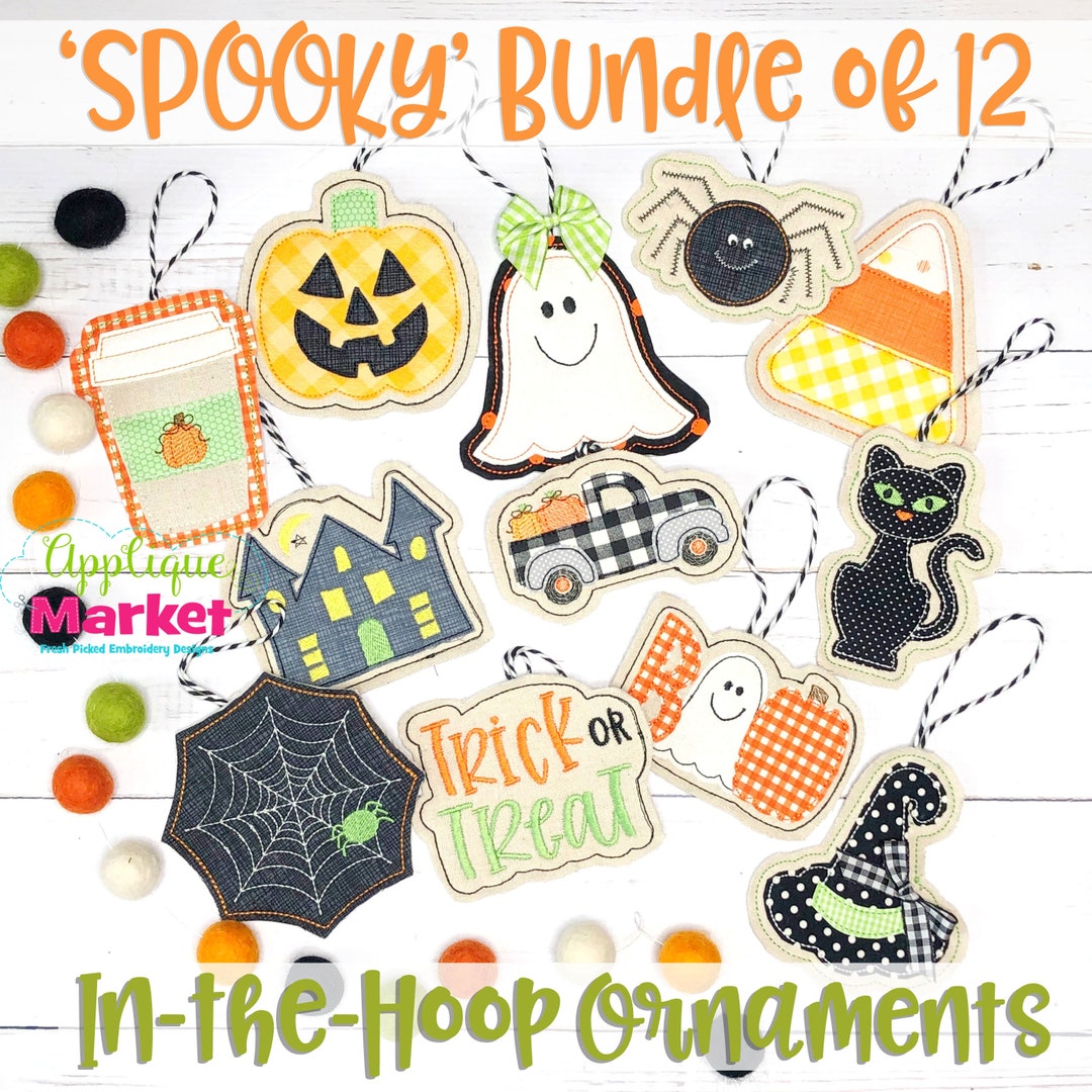 Machine Embroidery Design Applique in the Hoop Halloween Ornaments ...