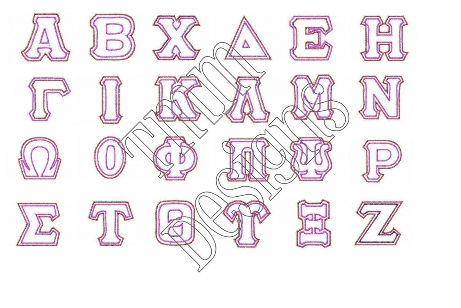 Greek Double Applique Machine Embroidery Alphabet 3 4 and 5 Etsy
