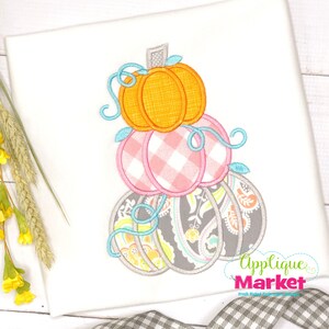 Machine Embroidery Design Applique Stacked Pumpkins Satin INSTANT DOWNLOAD