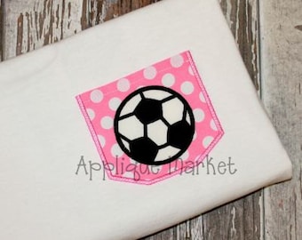 Machine Embroidery Design Applique Appli-Pocket 2 with Soccer Ball INSTANT DOWNLOAD