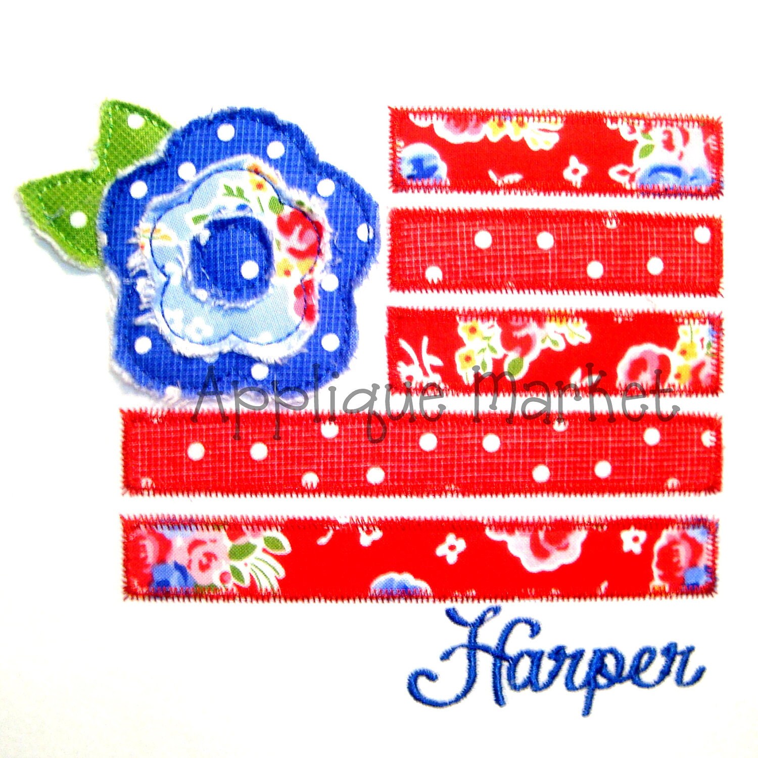 Applique Embroidery Flag Tee