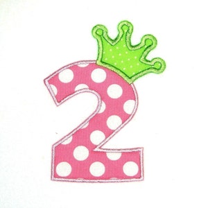 Machine Embroidery Design Applique Numbers with Crown 4x4 and 5x7 INSTANT DOWNLOAD