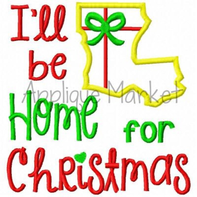 Machine Embroidery Design Applique Home for Christmas Louisiana INSTANT DOWNLOAD image 1