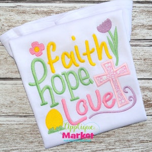 Machine Embroidery Design Embroidery Faith, Hope, Love Applique INSTANT DOWNLOAD