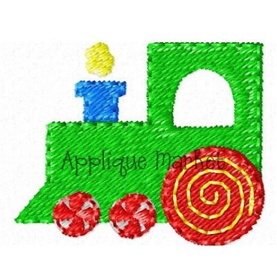 Train Engine and Tender Applique Machine Embroidery Design Boy 