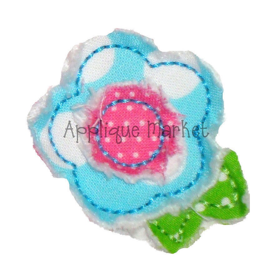 Machine Embroidery Design Applique Raggy Flower Two Layers Etsy