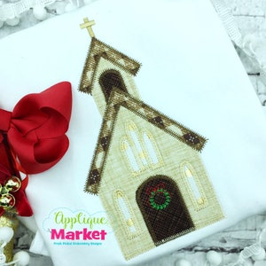Machine Embroidery Design Applique Christmas Church Zig Zag INSTANT DOWNLOAD