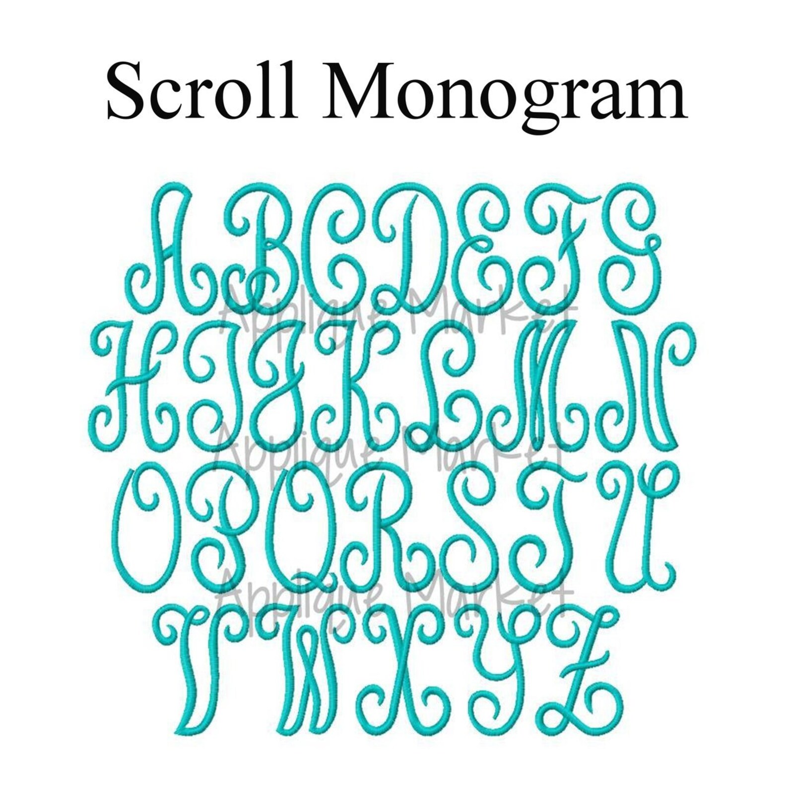 Simple Scroll Patterns Letters Machine Embroidery Design Alphabet Scroll Monogram Large INSTANT ...