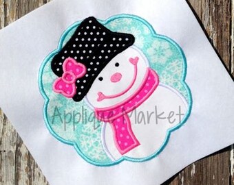 Machine Embroidery Design Applique Snowgirl Scallop INSTANT DOWNLOAD