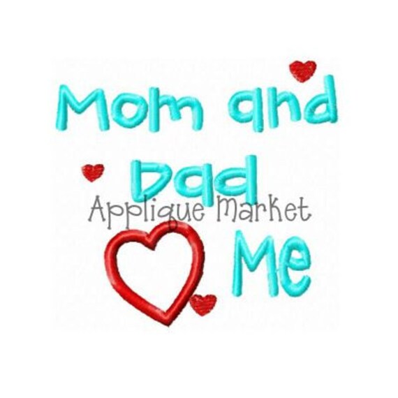 Machine Embroidery Design Applique Mom and Dad Heart Me | Etsy