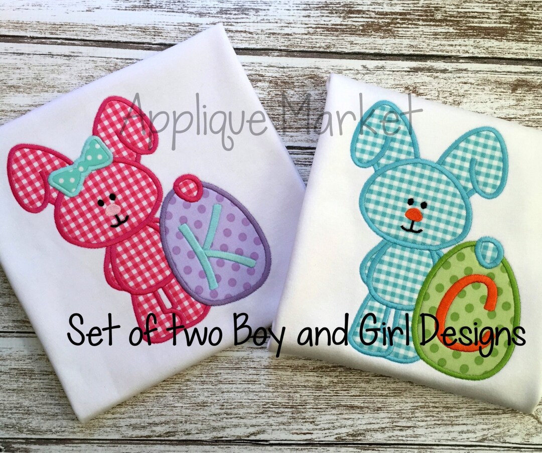 Machine Embroidery Design Applique My First Easter Egg Boy and Bow Girl ...
