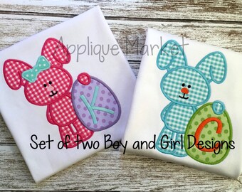 Machine Embroidery Design Applique My First Easter Egg Boy and Bow Girl Set INSTANT DOWNLOAD