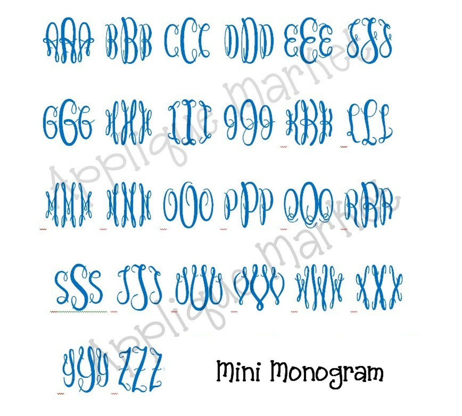 Machine Embroidery Design Alphabet Font Graceful Monogram Mini Etsy