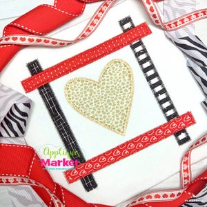 Machine Embroidery Design Applique Heart Strip Square Zig Zag INSTANT DOWNLOAD