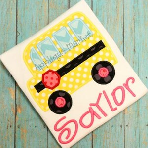 Machine Embroidery Design Applique School Bus INSTANT DOWNLOAD